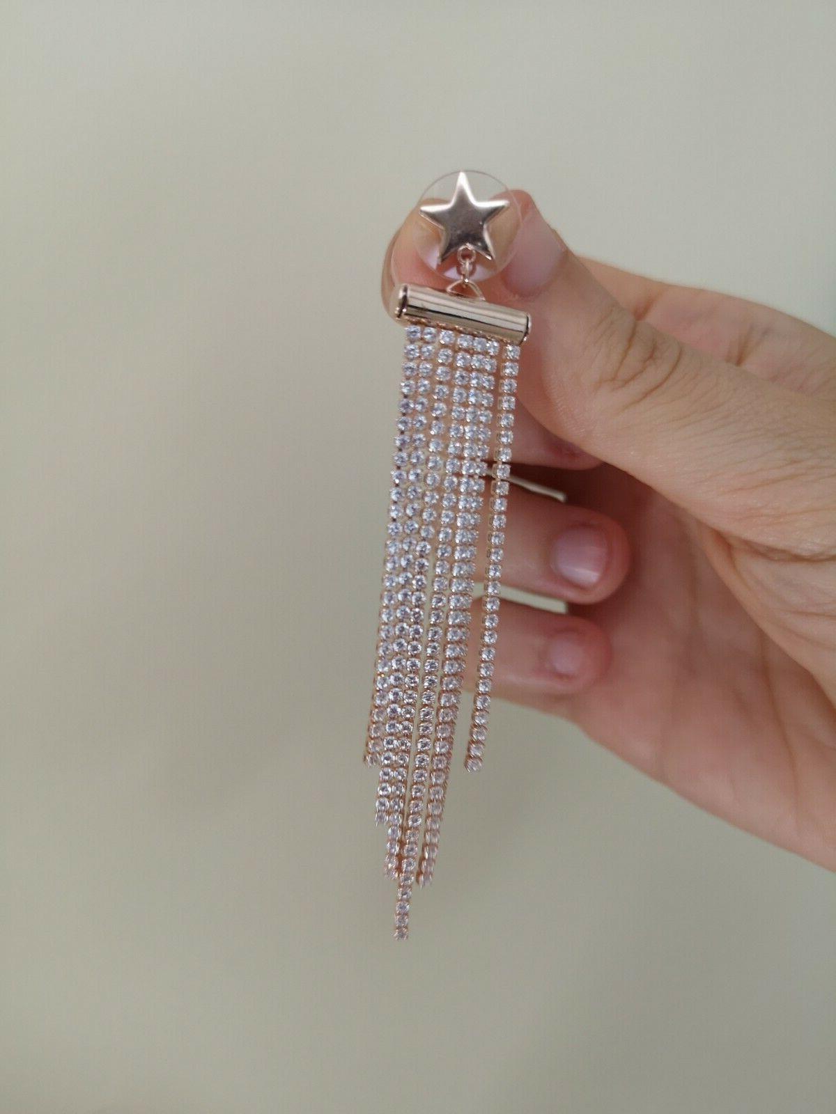 orecchini donna pendenti strass oro rosa stelle