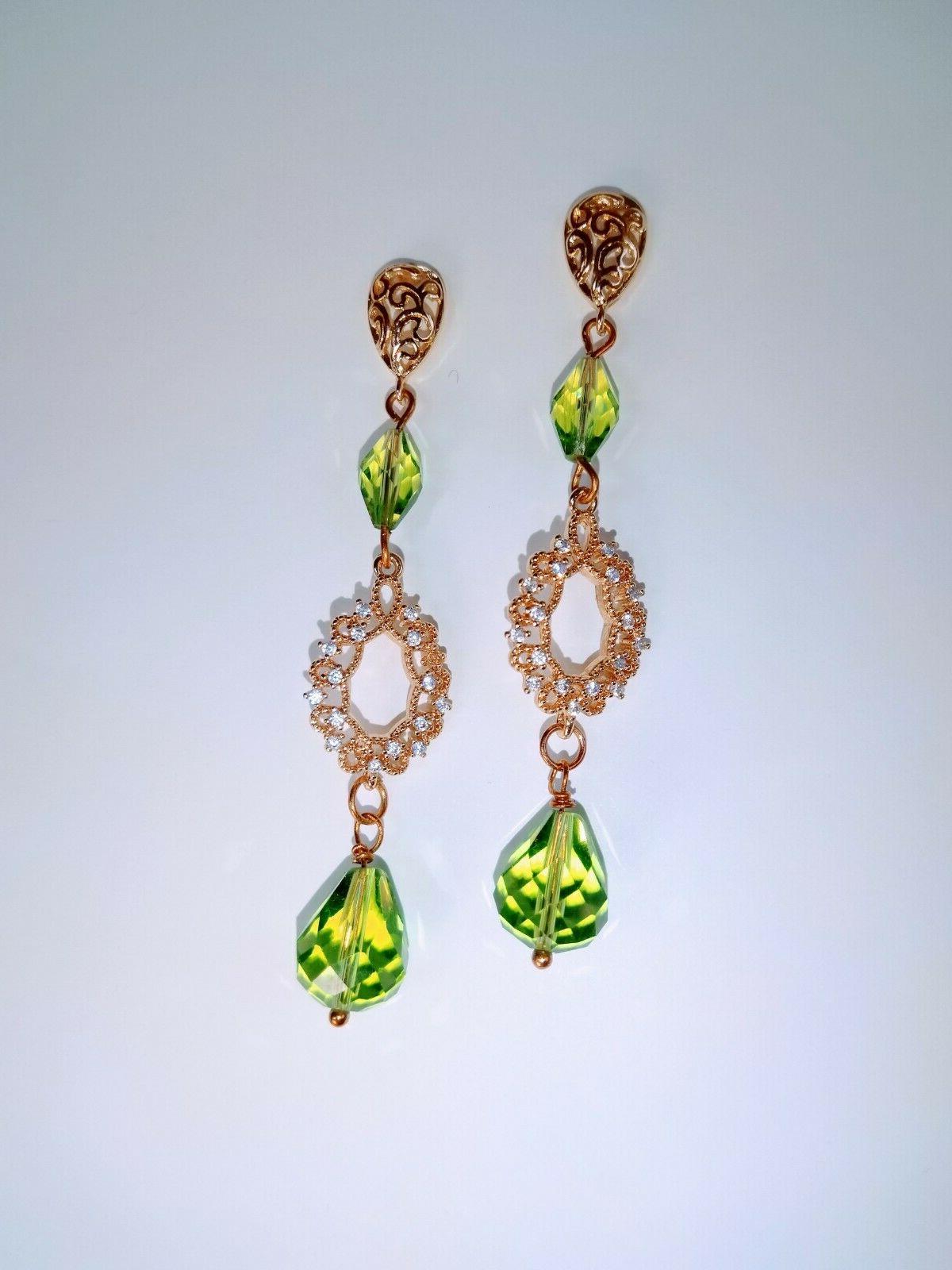 orecchini donna pezzi unici cristalli verdi su