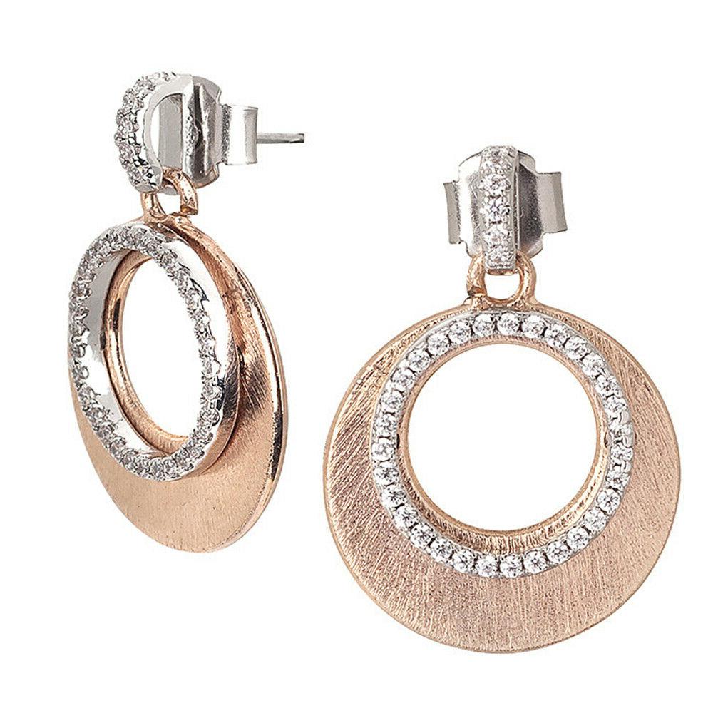 orecchini donna placcato oro rosa con zirconi