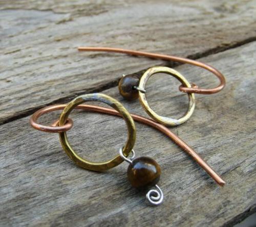 orecchini donna rame ottone con pietra naturale