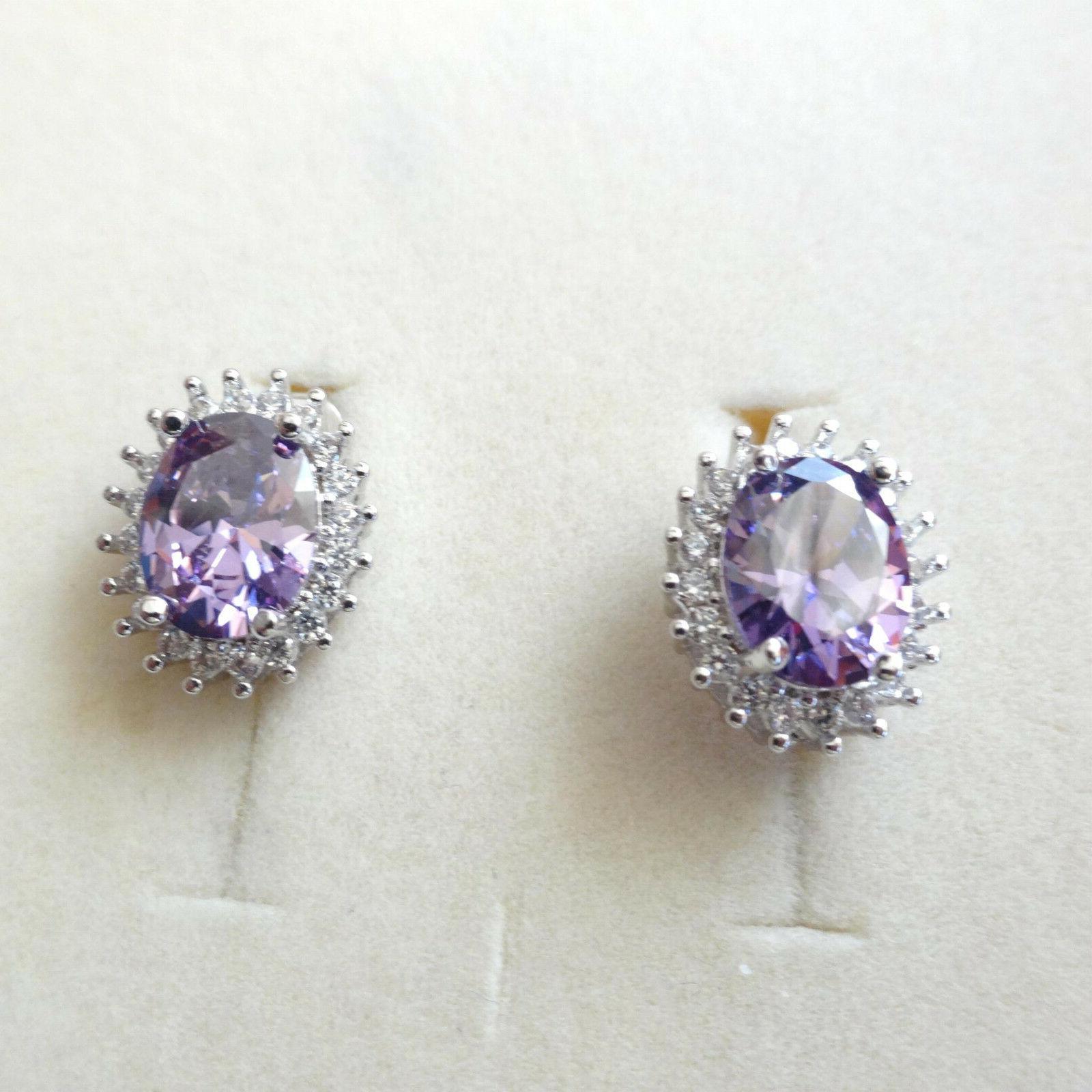 orecchini donna retro colore argento ametista ovale