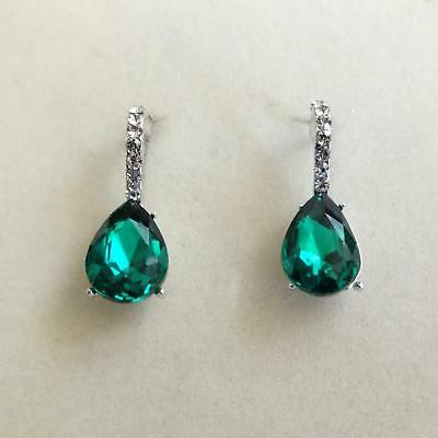 orecchini donna retro colore argento smeraldo a