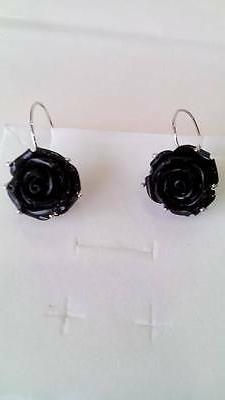 Donna Rosa Nera Argento 925 Idea Regalo San Valentino Earrin