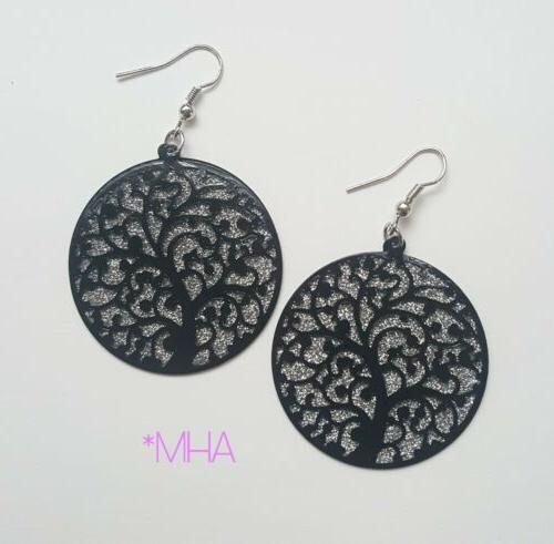 orecchini donna rotondi albero della vita nero