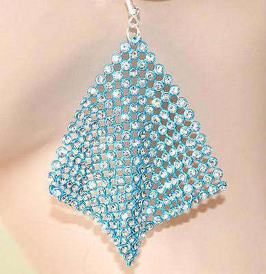 orecchini donna strass pendenti azzurri brillantini cristall
