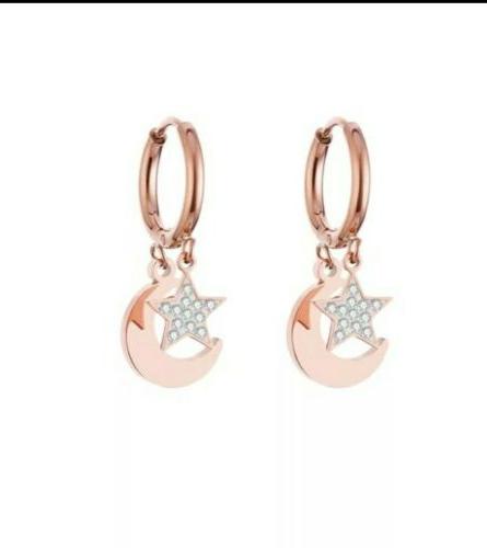 orecchini donna strass stella e luna acciaio