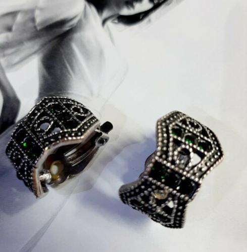 orecchini donna vintage con pietre verde smeraldo