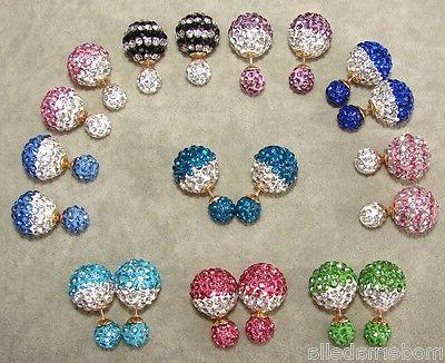 orecchini doppia pallina moda bubble strass shamballa