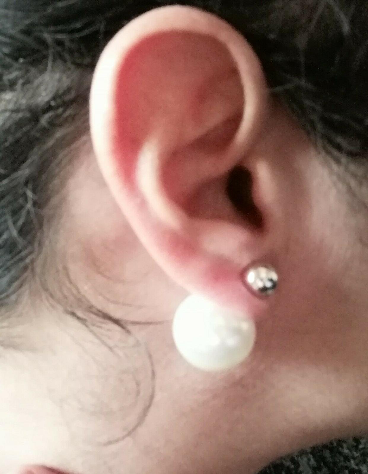 orecchini doppia perla grande bianca e piccola