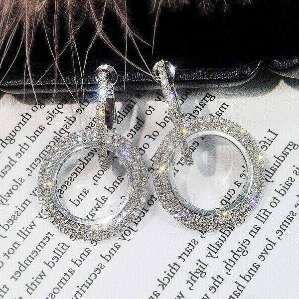 orecchini doppio cerchio strass luminosi colore argento