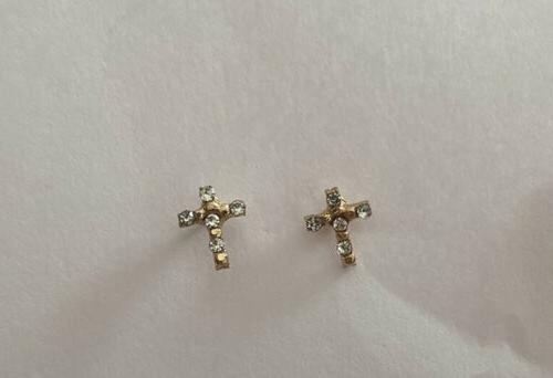 orecchini dorati con croci con strass