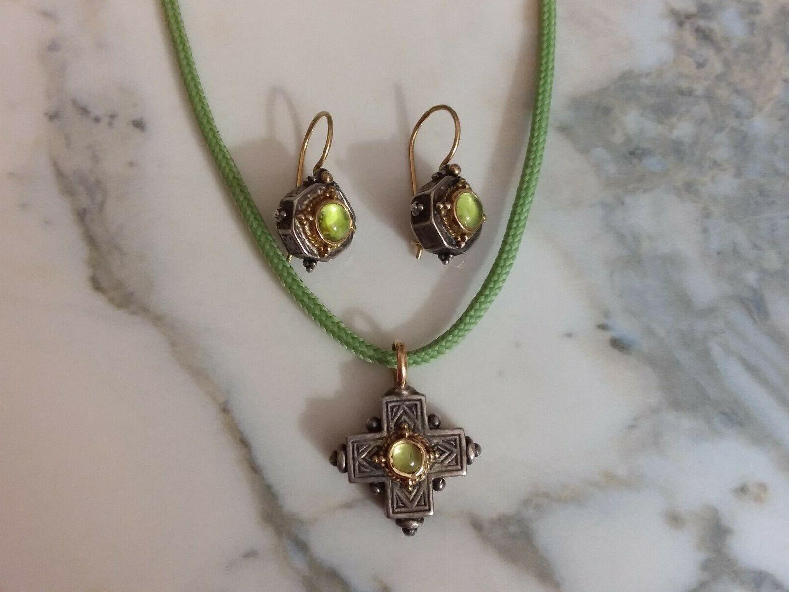 orecchini e croce bizantina in argento e