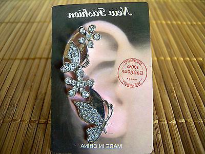 orecchini ear cuff clip strass farfalle fiori