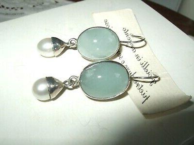 orecchini earrings cabochon acquamarina perla argento 925