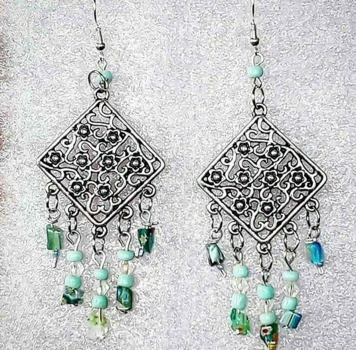 orecchini earrings etnici etnic green pietre handmade