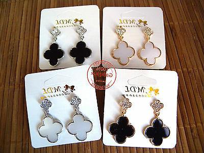 orecchini donna pendenti quadrifoglio portafortuna bianco ne