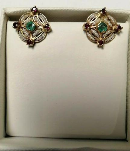 orecchini elegantissimi in oro 750 perle smeraldi