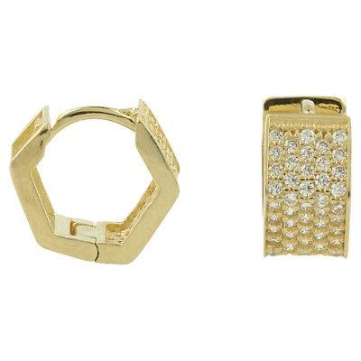 orecchini esagonali in oro giallo con zirconi