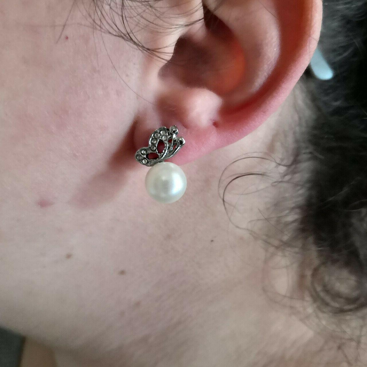 orecchini farfalla donna con perle e strass