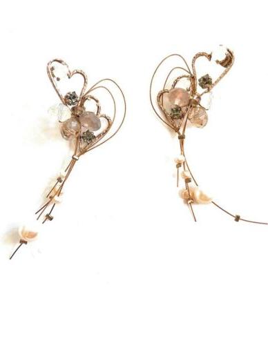 orecchini farfalla fiore color oro rosa con