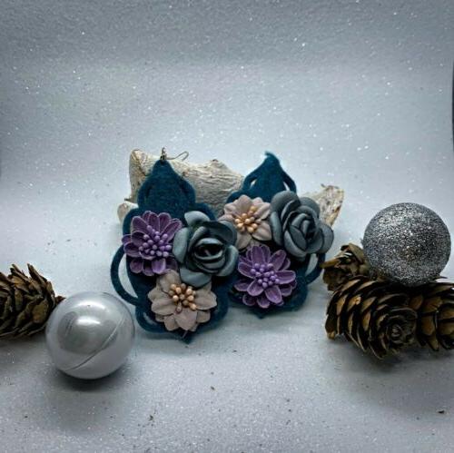 orecchini feltro con fiori di stoffa