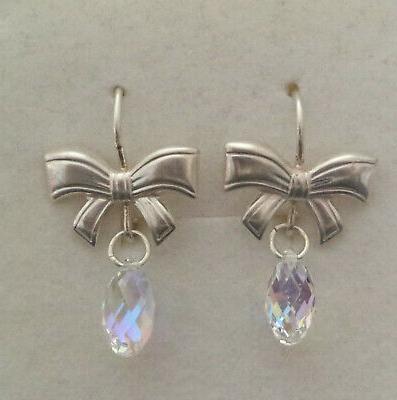 orecchini fiocco argento 925 e goccia swarovski