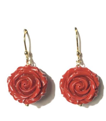 orecchini fiore corallo rosa argento oro lobo
