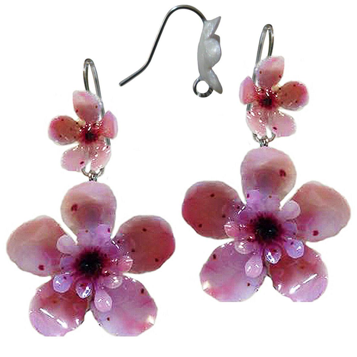 orecchini fiori di ciliegio in smalto a