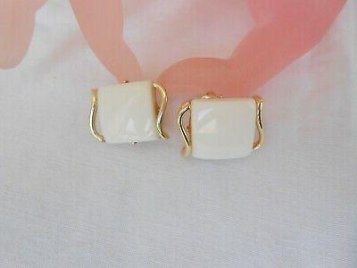 orecchini firmati inserti rettangolari lucite bianco a