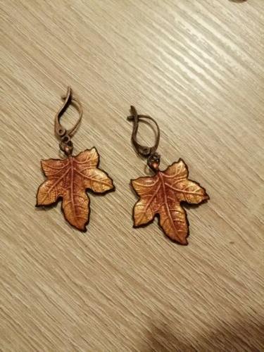orecchini foglia da donna color rame