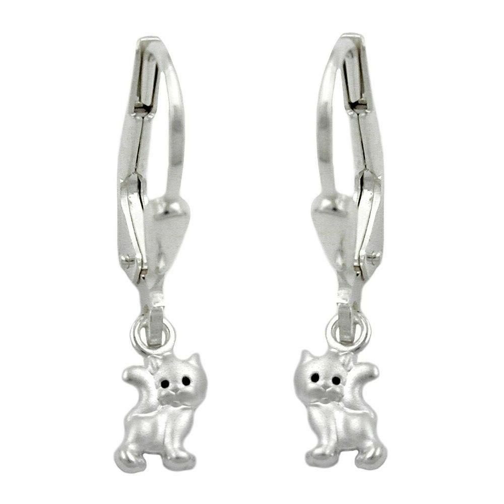 orecchini gancio gatto 925 argento opaco brillante