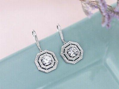 orecchini gancio piazza esagonale zircone placcato oro