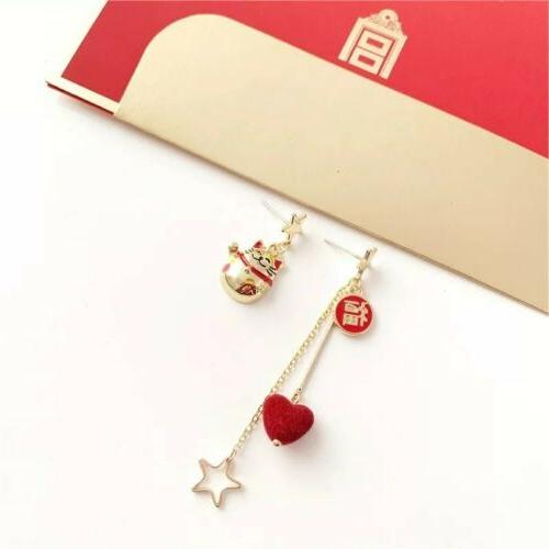 orecchini gatto portafortuna kawaii cuore harajuku stella