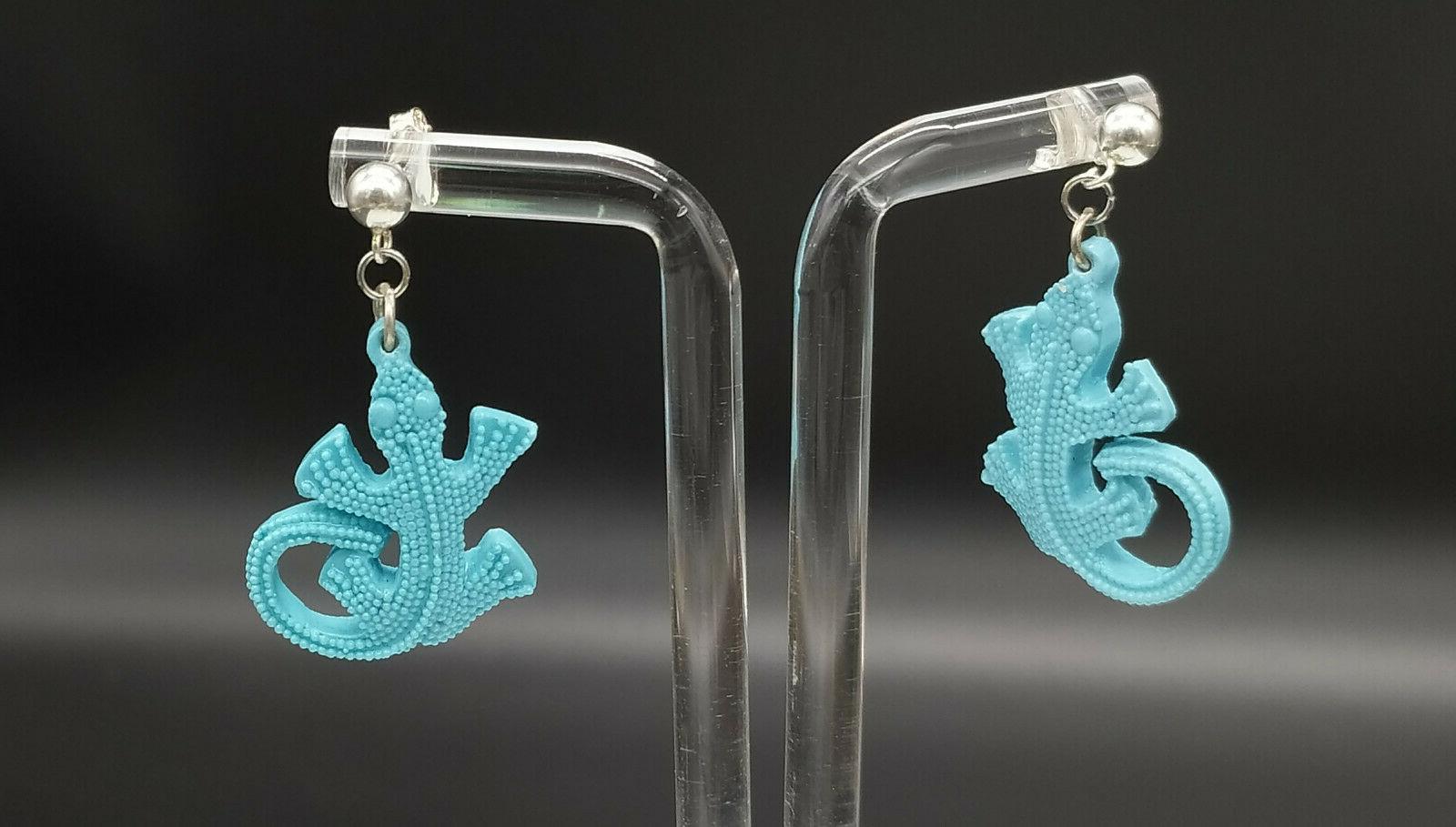orecchini geco portafortuna argento turchese pasta animali