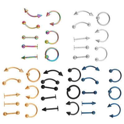 orecchini gioielli 8 pezzi acciaio uomo anelli