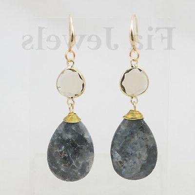 orecchini gocce sodalite cristalli ottone earrings faceted