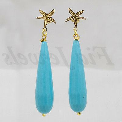 orecchini goccia turchese stella marina argento placc