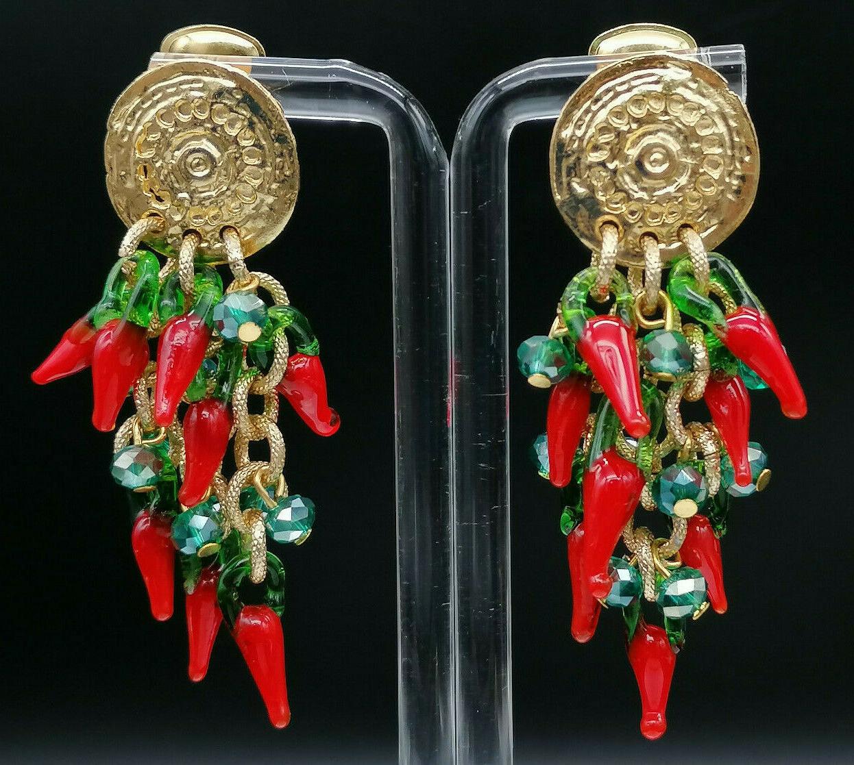 orecchini grandi pendenti peperoncini cornetti fatti in