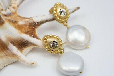 orecchini grandi perle barocche gocce cristalli ottone