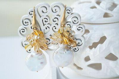 orecchini grappolo di quarzo citrino naturale e