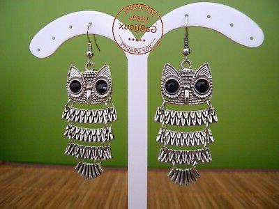 orecchini gufo civetta color argento portafortuna gothic