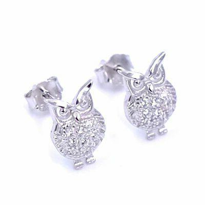 orecchini gufo in argento 925 con zirconi