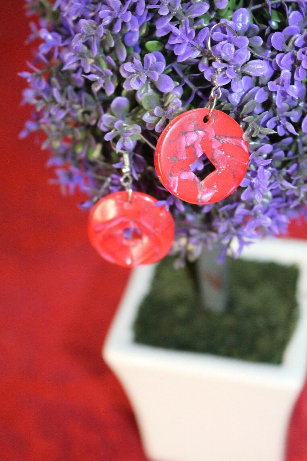 orecchini handmade fatto a mano colore rosso