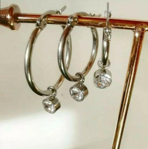 orecchini hoops oro argento acciaio strass b