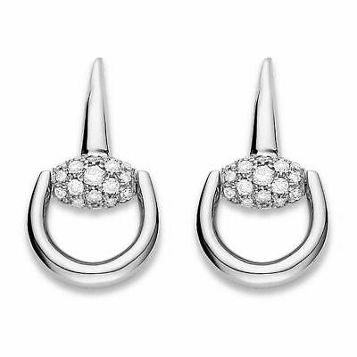 orecchini horsebit donna oro bianco diamanti pendenti