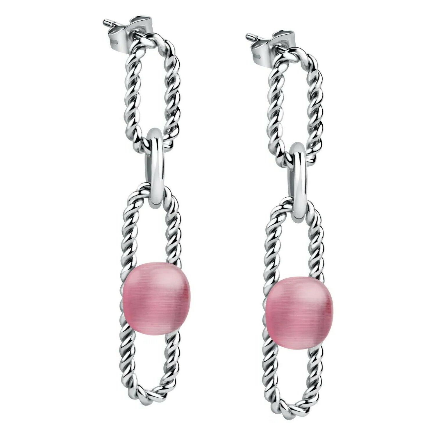 orecchini in acciaio da donna pendenti rosa