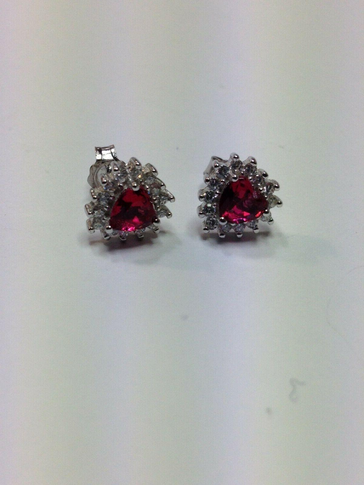 orecchini in arg 925 cuore zircone colorato