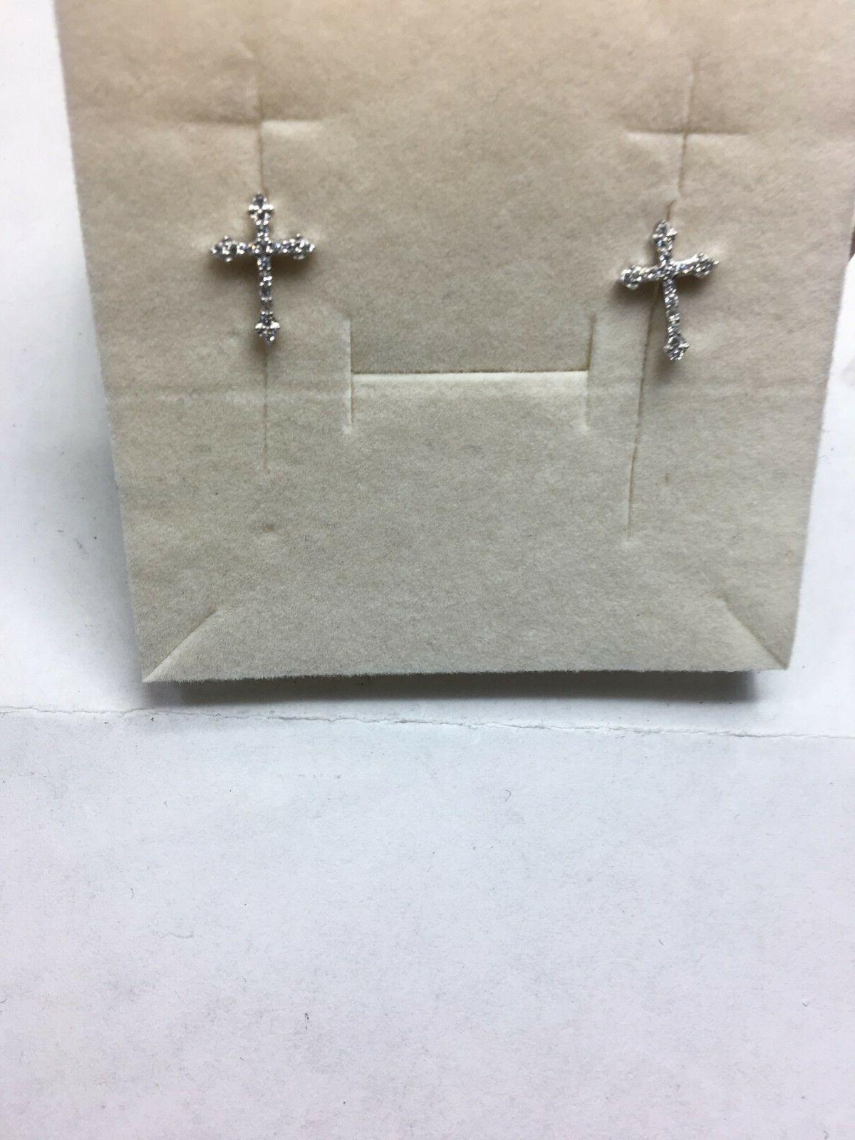 orecchini in argento 925 croce pave di