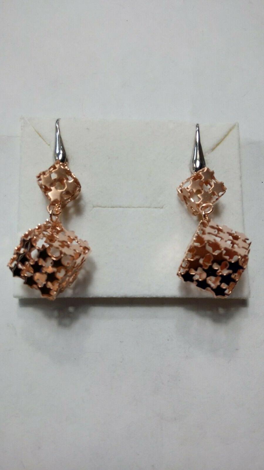 orecchini in argento 925 doppio cubo placcato