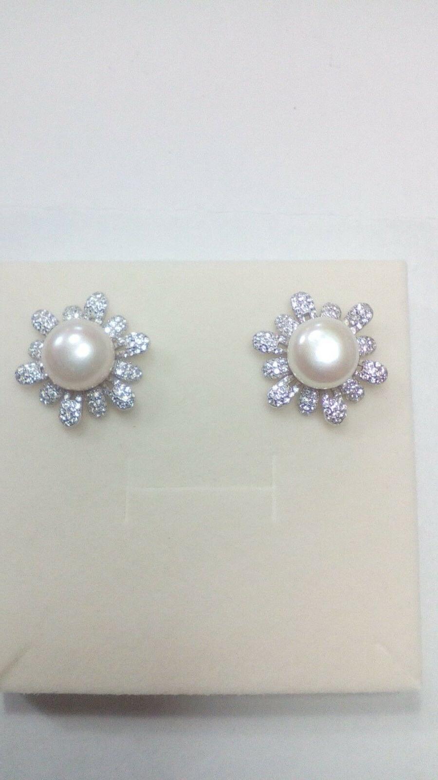 orecchini in argento 925 fiore con zirconi